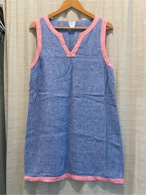 Sigrid Olsen Blue Linen Shift with Pink Accents